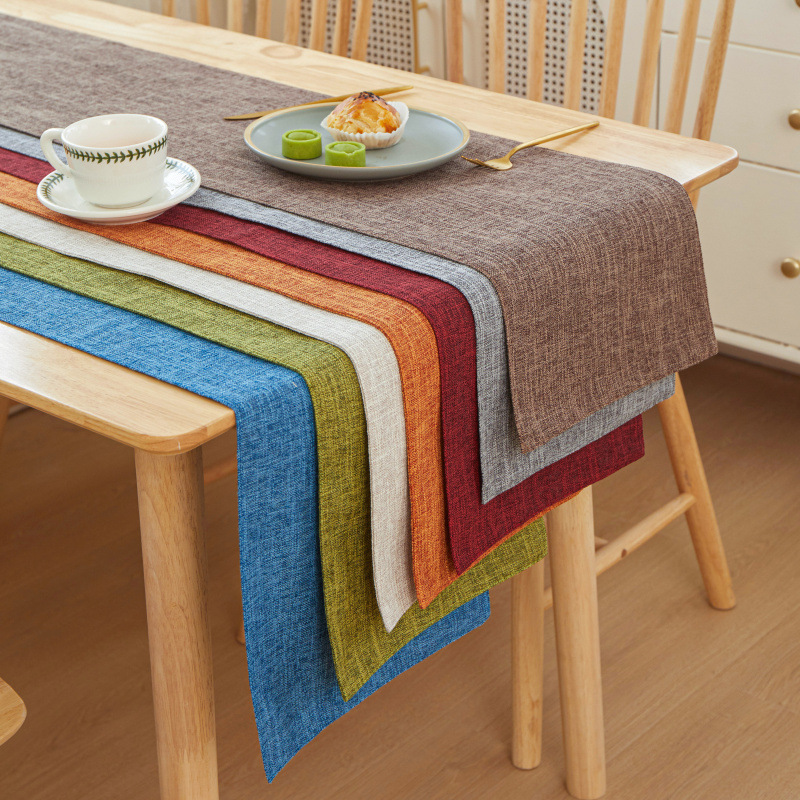 Linen Table Runner - Новый толстый льняной однотонный светильник, роскошный