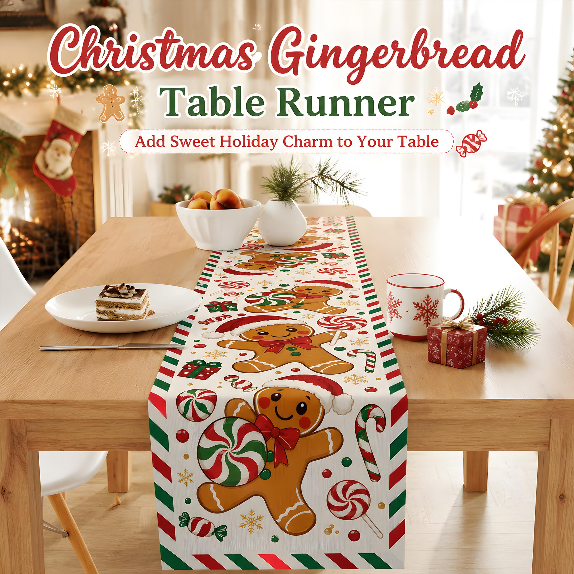 Linen Table Runner - Рождественский дорожка на стол с изображением
